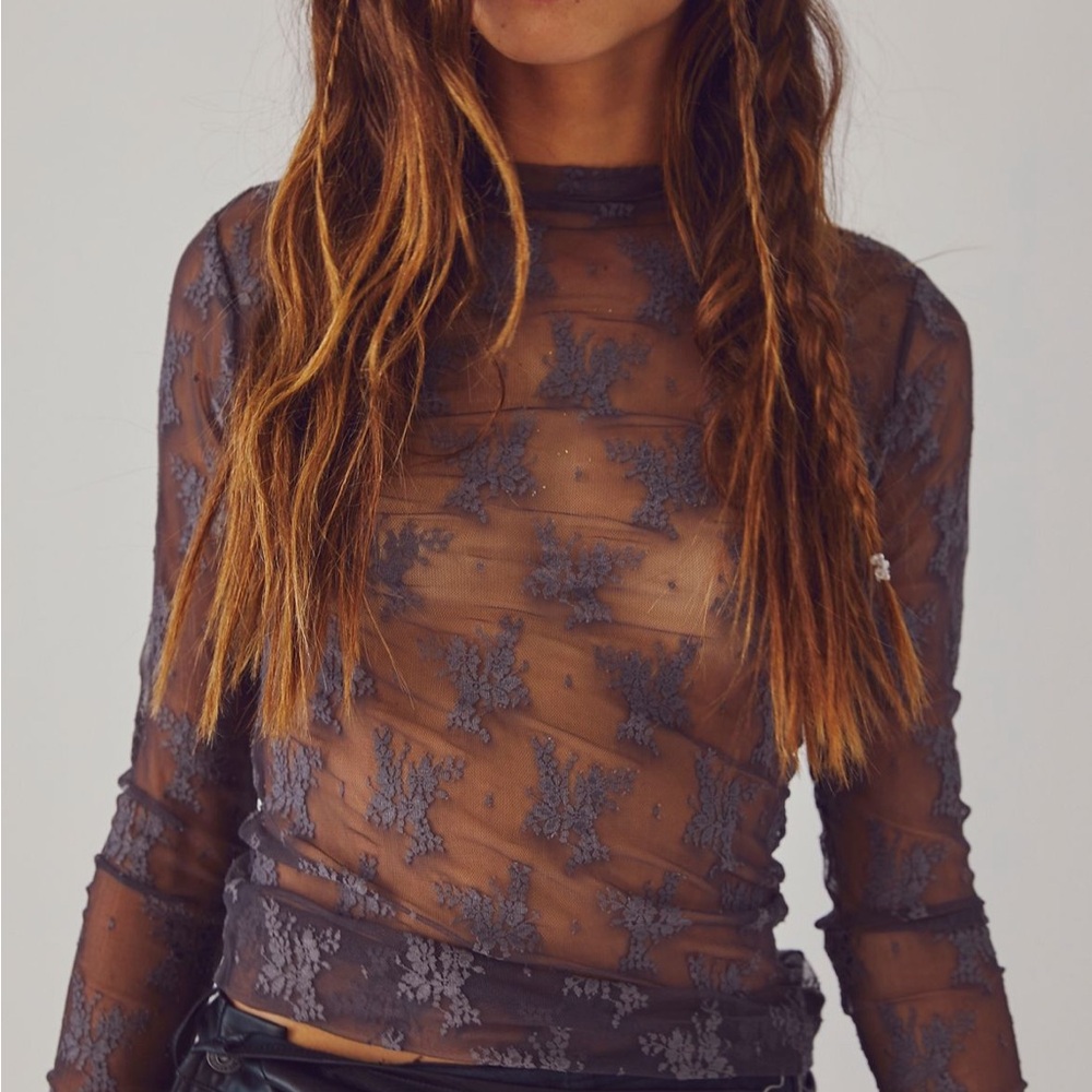 Free people sheer lace turtle neck size medium